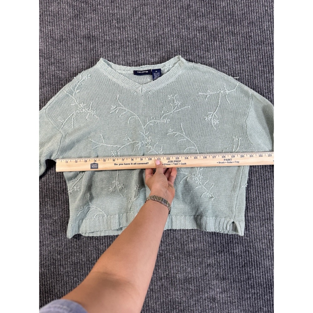 The Limited Floral Embroidered Knit Pullover Sweater M Women 100% Linen - Picture 7 of 7